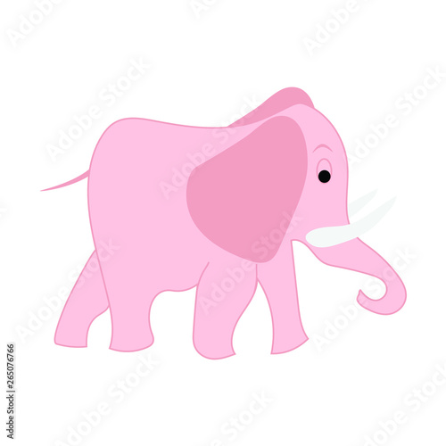 Pink elephant isolated on white background for printing, baby fabrics