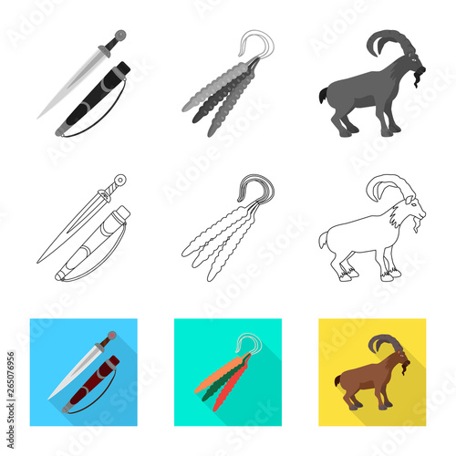 Isolated object of culture and sightseeing sign. Set of culture and originality stock symbol for web.