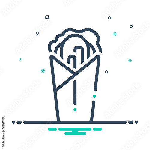 Mix line icon for shawarma  burger 