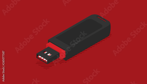 Isometric usb flash vector icon for web design