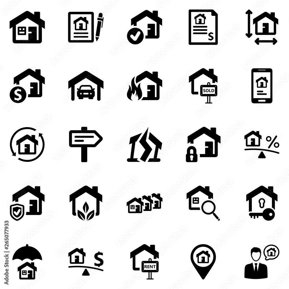 Real Estate Icon Set - 1 (Black Series) Real Estate Icon Set - 1 (Black Series)