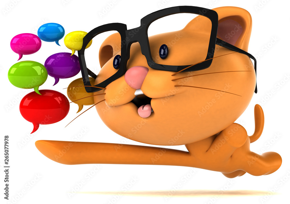 Naklejka premium Fun cat - 3D Illustration