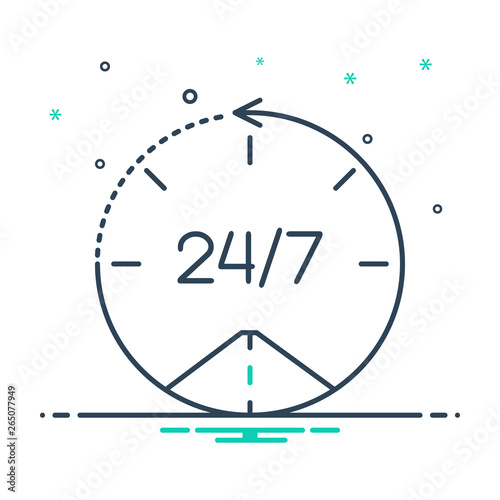 Mix line icon for 24 7 roadside