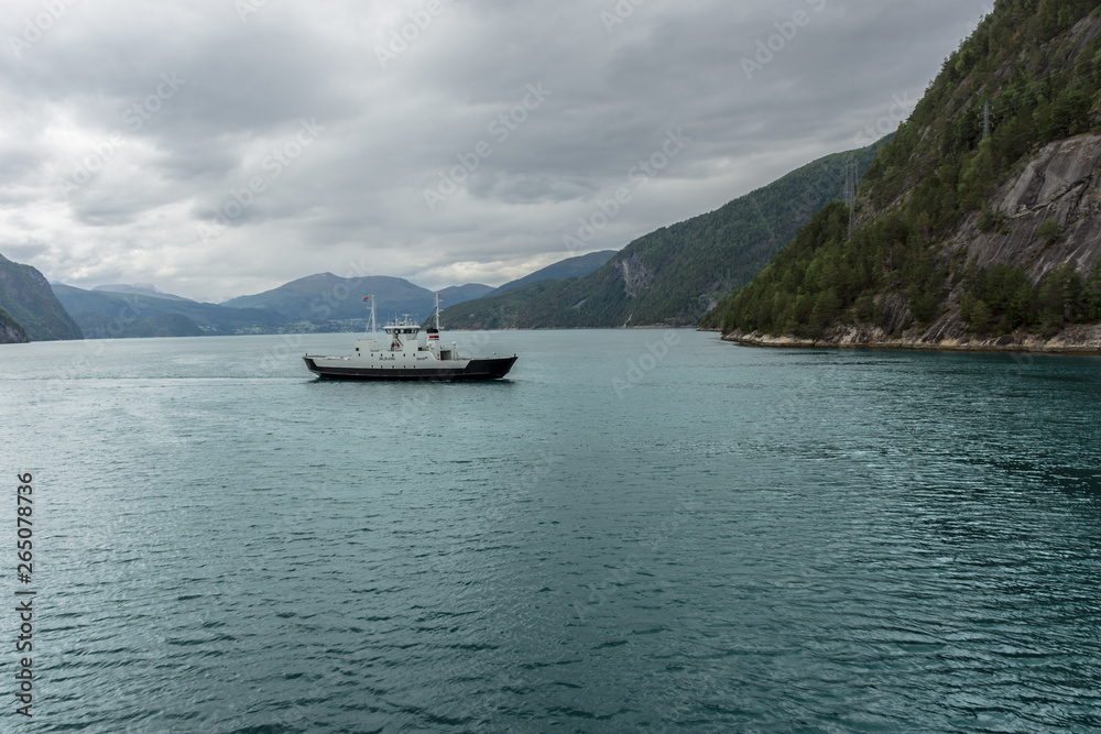 Ferry crossing between Eidsdal and Linge Ferjekai, in Norway Ferry crossing between Eidsdal and Linge Ferjekai, in Norway