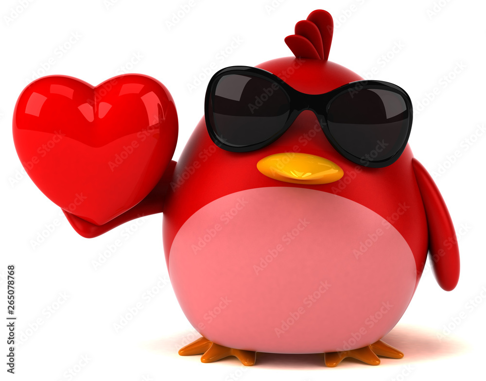 Fototapeta premium Red bird - 3D Illustration