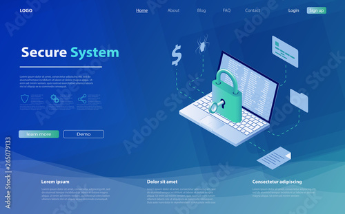 Network data security isometric vector illustration. Concept security data protection. Data protection concept.