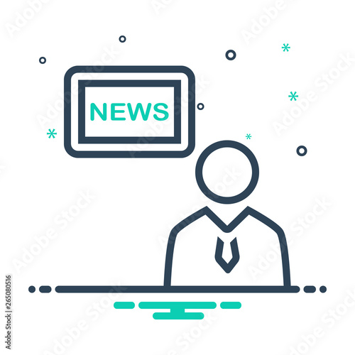 Mix line icon for news anchor 