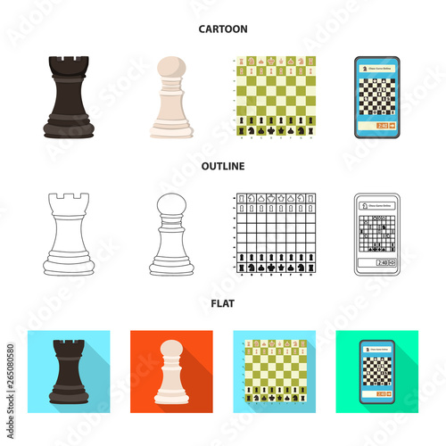 Isolated object of checkmate and thin symbol. Set of checkmate and target stock symbol for web.