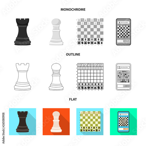 Vector design of checkmate and thin icon. Set of checkmate and target stock symbol for web.