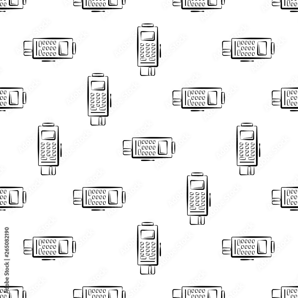 Fototapeta premium Pos Terminal Icon Seamless Pattern