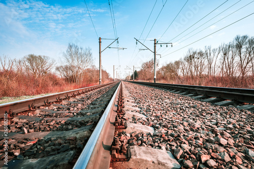 Train rails in country landscape