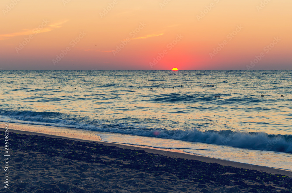 Beautiful sunrise or sunset on the sea beach Beautiful sunrise or sunset on the sea beach
