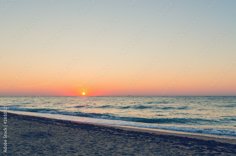 Beautiful sunrise or sunset on the sea beach Beautiful sunrise or sunset on the sea beach