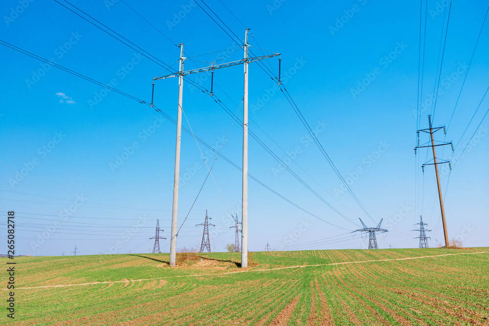 Electricity pylons and power lines