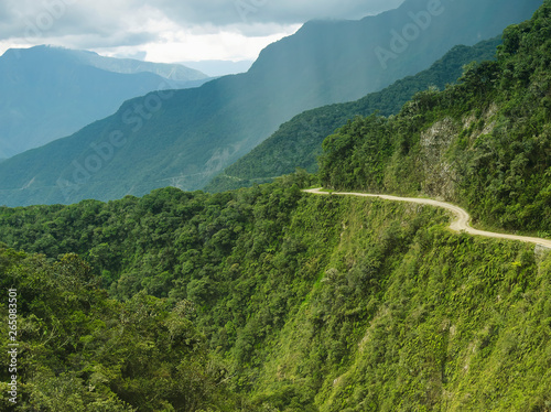 The Death Road - the most dangerous road in the world, North Yungas, Bolivia. photo