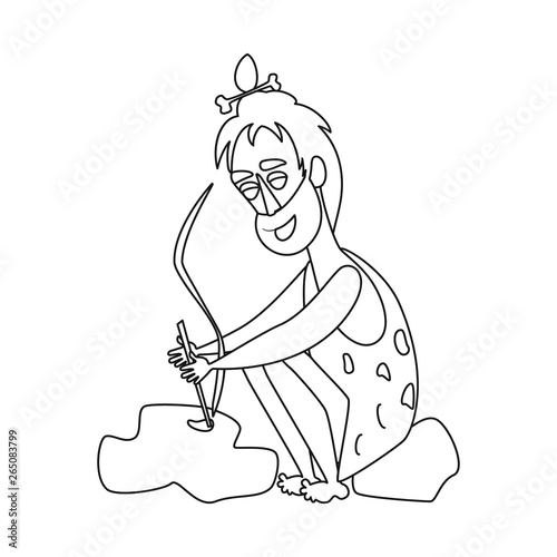 Vector design of man  and caveman icon. Set of man  and stone   stock symbol for web.