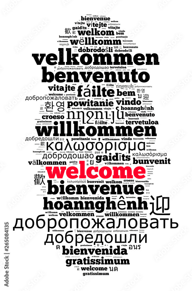 Obraz premium Word Welcome in different languages