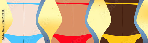 Group of Girls sunbathing on the beach close up
