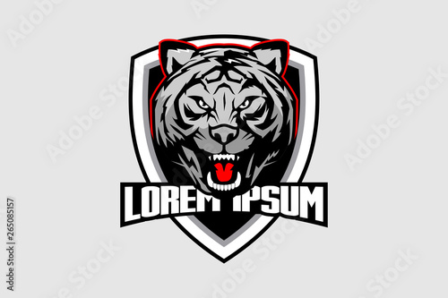 colored angry tiger head vector logo template