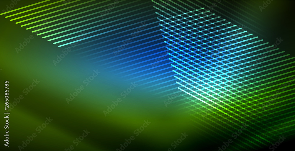 Neon glowing wave, magic energy and light motion background Neon glowing wave, magic energy and light motion background