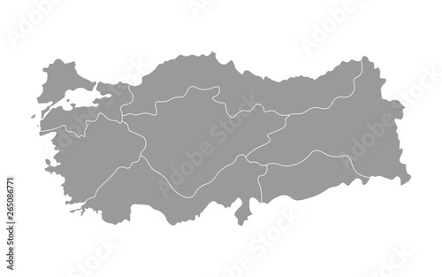 Vector isolated simplified map of Turkey regions. Borders of administrative divisions.