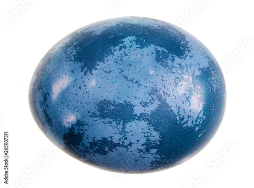 Easter chicken egg was boiled blue cabbage slices isolated