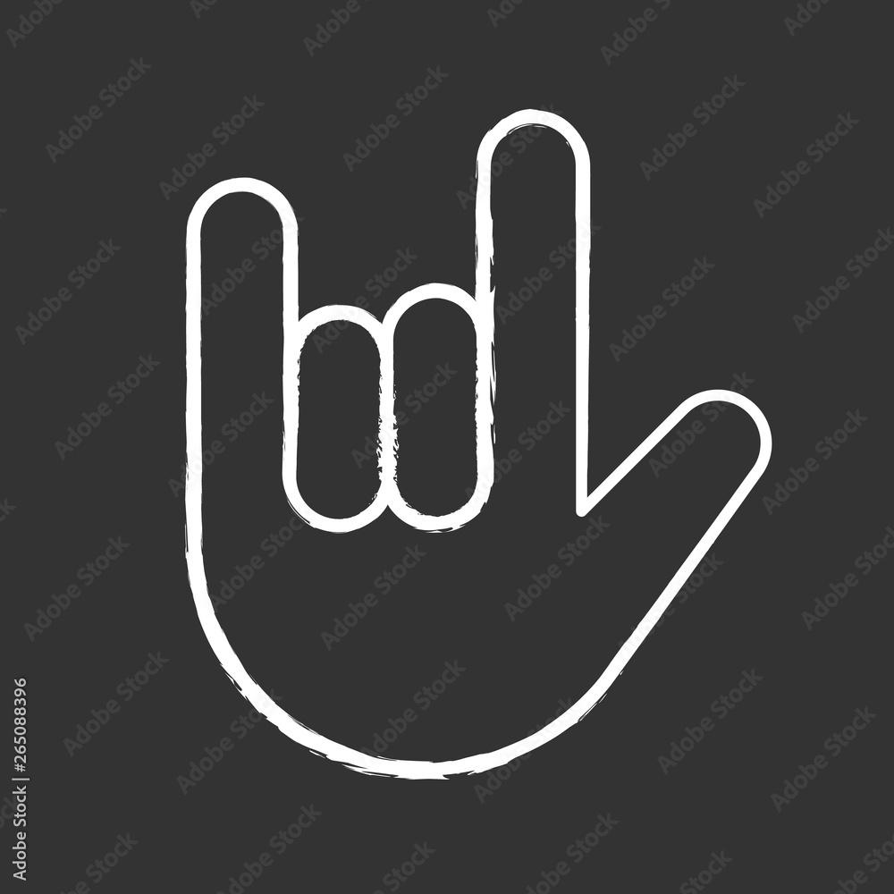 Fototapeta premium Love you hand gesture chalk icon