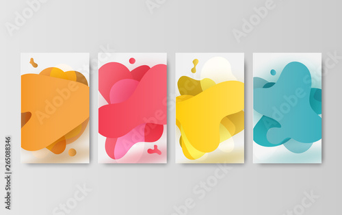 illustration Minimal Vector cover designs. Future Poster white templates set concept.Creative design digital paper white cover business.Paper cut and craft style.Plastic liquid gradient waves pastel.
