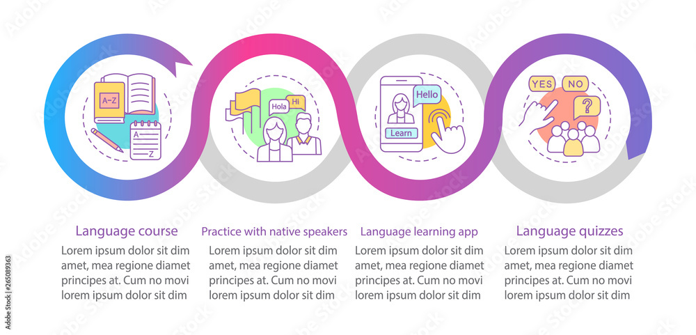 Language learning vector infographic template