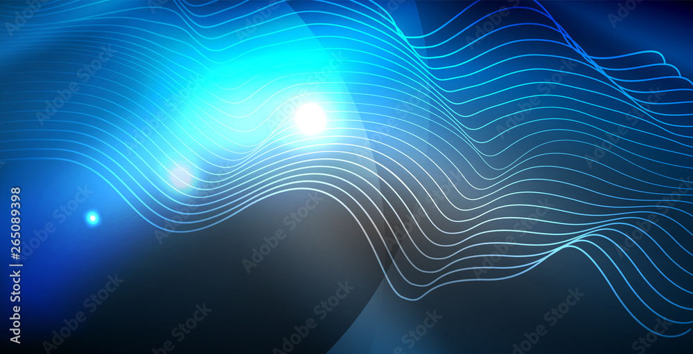 Glossy shiny glowing neon waves Glossy shiny glowing neon waves