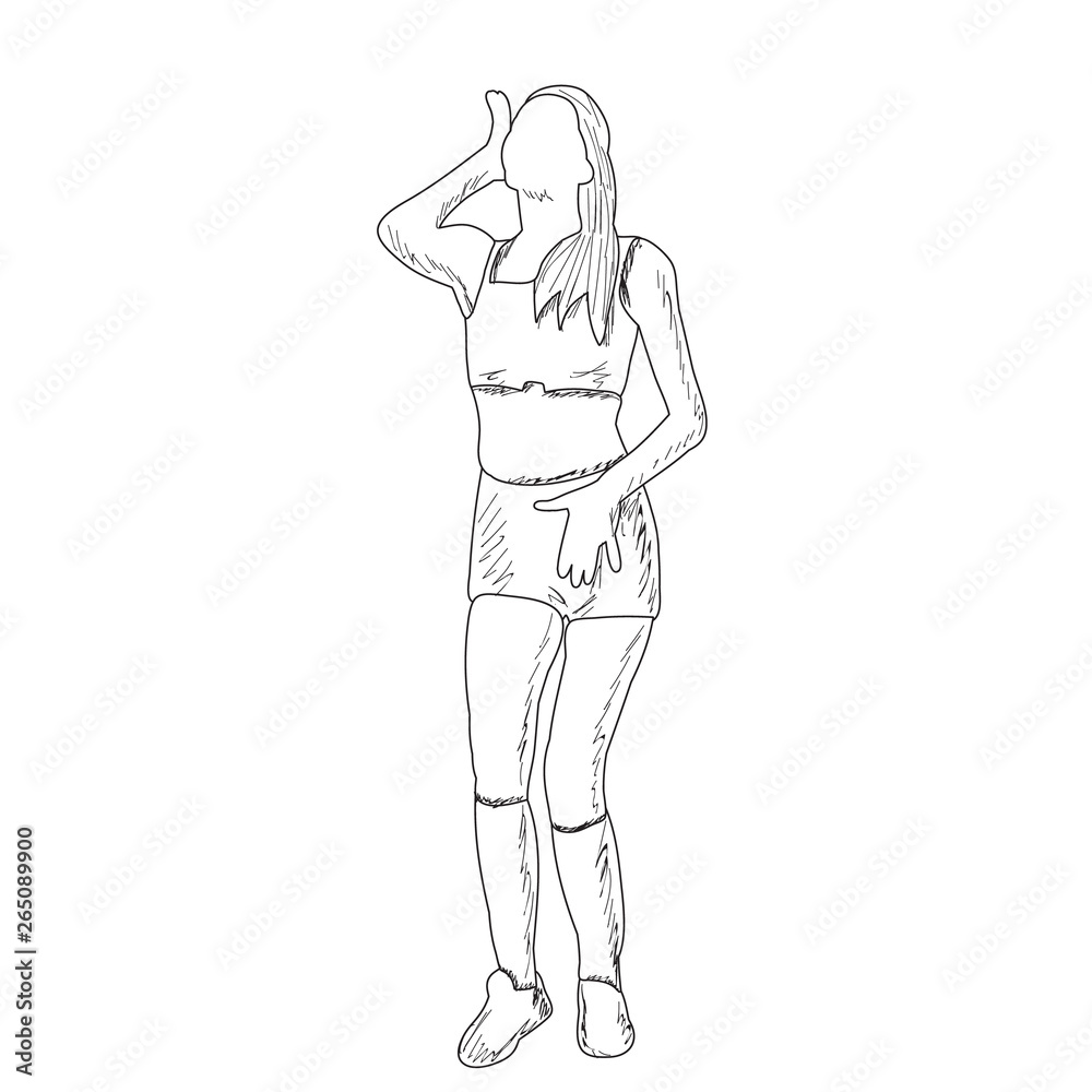 white background, freehand sketch of a girl dancing white background, freehand sketch of a girl dancing