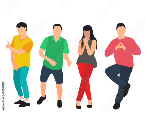 white background, people in a flat style, without a face
