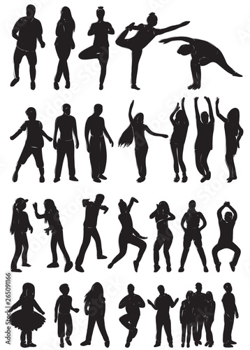 silhouette of dancing people set