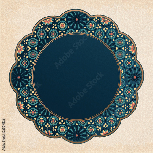 Blue arabesque flower