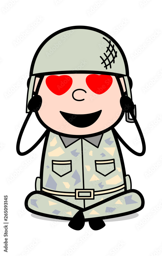 Falling in Love - Cute Army Man Cartoon Soldier Vector Illustration Falling in Love - Cute Army Man Cartoon Soldier Vector Illustration