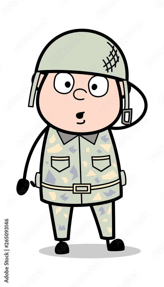 Confused - Cute Army Man Cartoon Soldier Vector Illustration