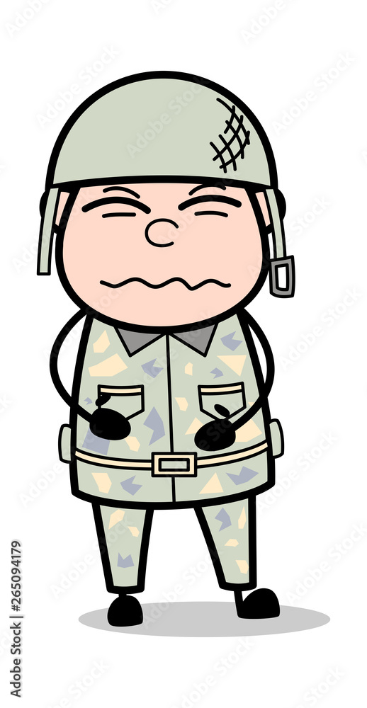 Stomach Problem - Cute Army Man Cartoon Soldier Vector Illustration Stomach Problem - Cute Army Man Cartoon Soldier Vector Illustration