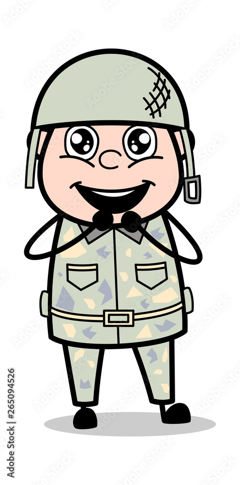 Expectation - Cute Army Man Cartoon Soldier Vector Illustration