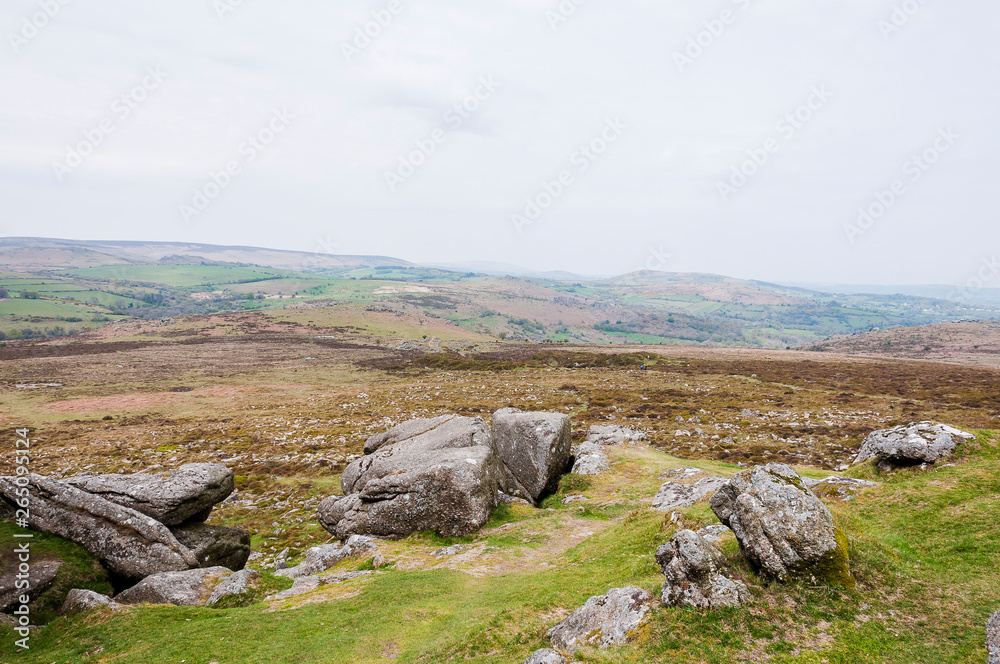 Dartmoor, Devon, Felsen, Heidelandschaft, Moor, Wanderweg, Nationalpark, Frühling, Südengland