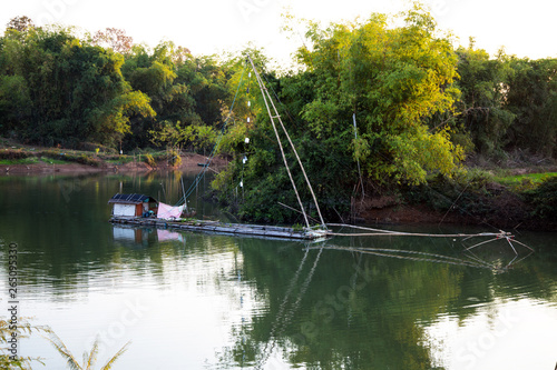 Yor in a fisherman village of North east Thailand near a lake. Yor is old stye fishing in Asia