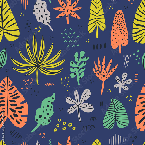 Hawaii color hand drawn seamless pattern