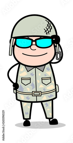 Wearing Cool Sunglases - Cute Army Man Cartoon Soldier Vector Illustration © TheToonCompany