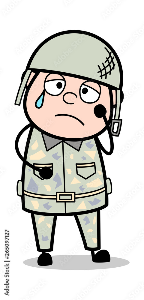 Tired - Cute Army Man Cartoon Soldier Vector Illustration