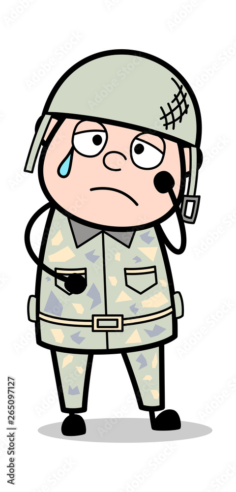 Tired - Cute Army Man Cartoon Soldier Vector Illustration Tired - Cute Army Man Cartoon Soldier Vector Illustration