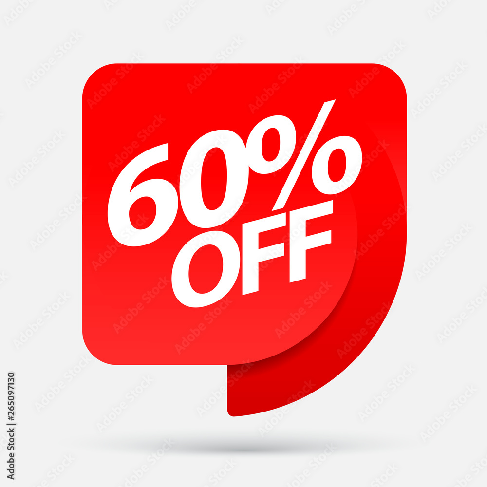 Sale of special offers. Discount with the price is 60 . An ad with a red tag for an advertising campaign at retail on the day of purchase. vector illustration Sale of special offers. Discount with the price is 60 . An ad with a red tag for an advertising campaign at retail on the day of purchase. vector illustration