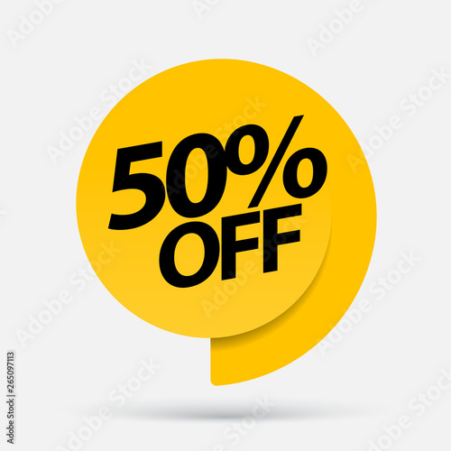 Sale of special offers. Discount with the price is 50. An ad with a yellow tag for an advertising campaign at retail on the day of purchase. vector illustration