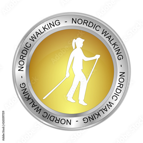 Nordic Walking Button - 3D illustration