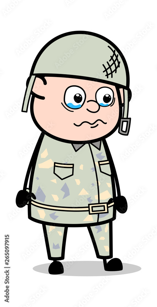 Very Emotional - Cute Army Man Cartoon Soldier Vector Illustration Very Emotional - Cute Army Man Cartoon Soldier Vector Illustration