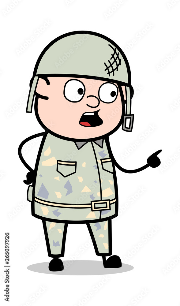 Scolding - Cute Army Man Cartoon Soldier Vector Illustration