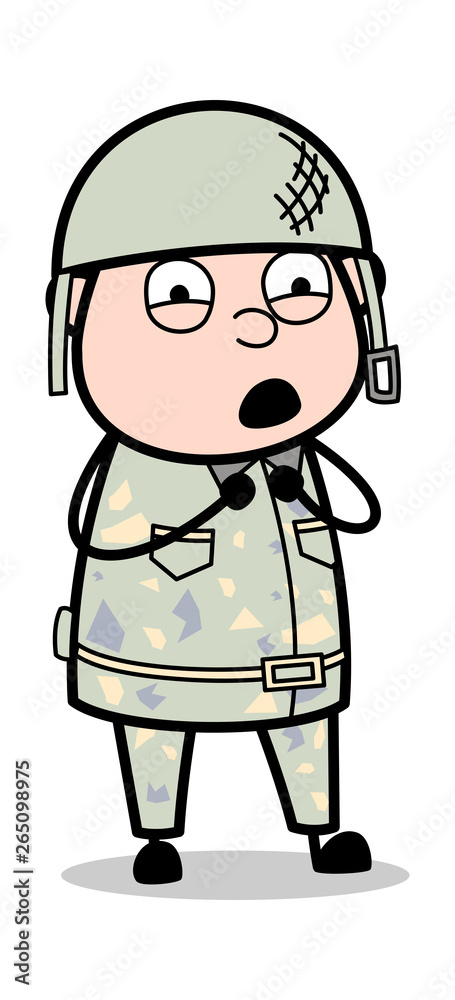 Watching Style - Cute Army Man Cartoon Soldier Vector Illustration Watching Style - Cute Army Man Cartoon Soldier Vector Illustration